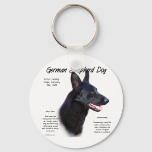 German Shepherd Dog (blk) History Design Key Ring