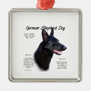 German Shepherd Dog (blk) History Design Metal Tree Decoration