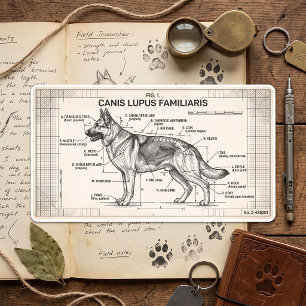 German Shepherd Dog Blueprint Square Sticker