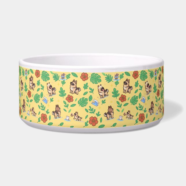 German Shepherd Dog Bowl with Summer Tropical (Front)