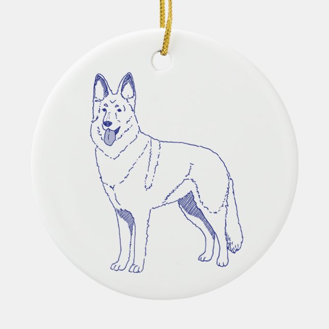 German Shepherd Dog breed Ceramic Tree Decoration (Front)