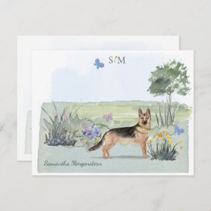 German Shepherd Dog Butterfly Monogram Name    Card