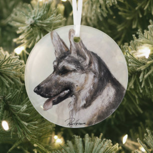 German Shepherd Dog by Hevener Glass Tree Decoration