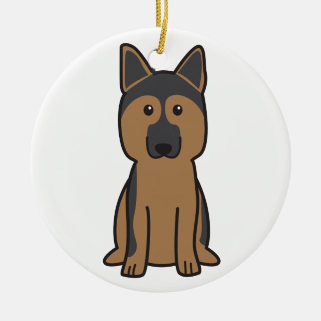 German Shepherd Dog Cartoon Ceramic Tree Decoration (Front)