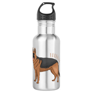 German shepherd dog cartoon illustration 532 ml water bottle