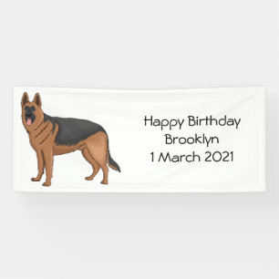German shepherd dog cartoon illustration banner