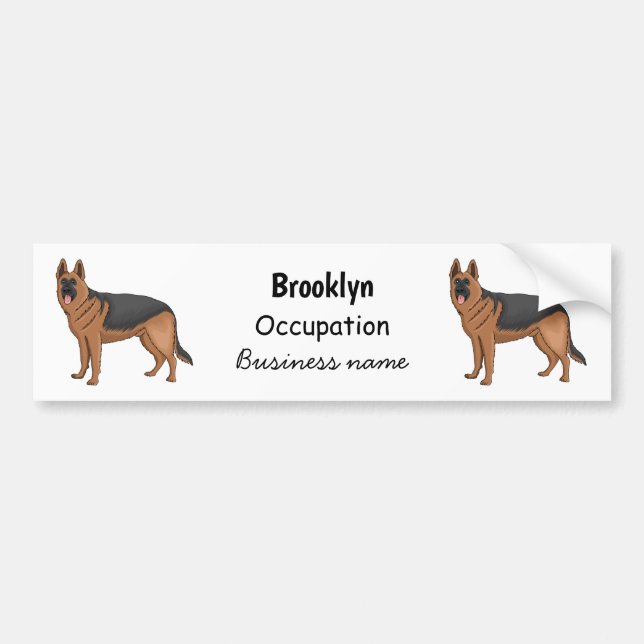German shepherd dog cartoon illustration  bumper sticker (Front)