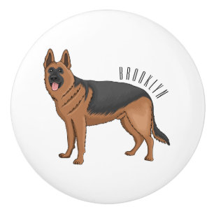 German shepherd dog cartoon illustration ceramic knob