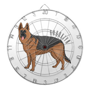 German shepherd dog cartoon illustration dartboard