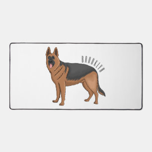 German shepherd dog cartoon illustration  desk mat