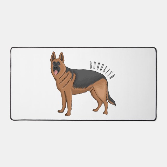 German shepherd dog cartoon illustration  desk mat (Front)