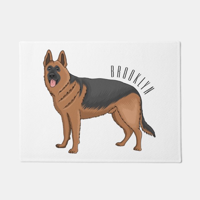 German shepherd dog cartoon illustration  doormat (Front)