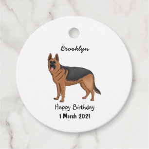 German shepherd dog cartoon illustration favour tags