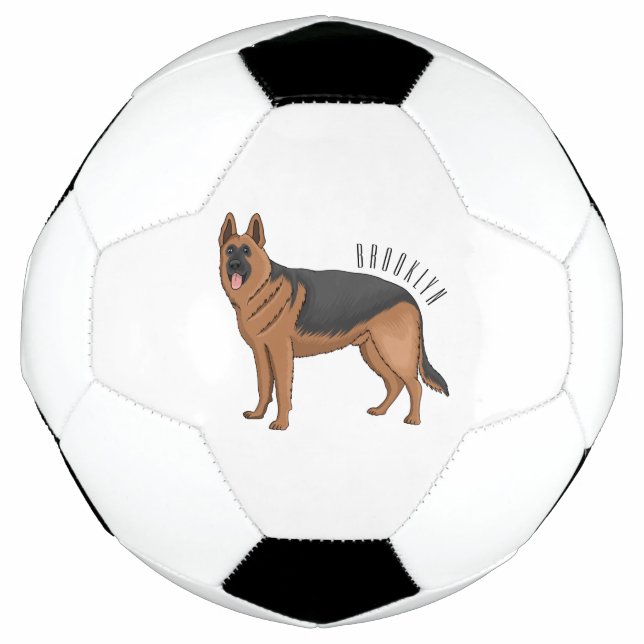 German shepherd dog cartoon illustration  football (Front)