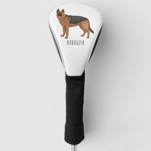 German shepherd dog cartoon illustration golf head cover