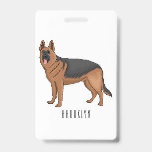 German shepherd dog cartoon illustration ID badge