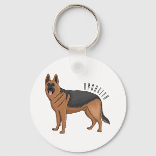 German shepherd dog cartoon illustration  key ring