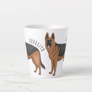 German shepherd dog cartoon illustration latte mug