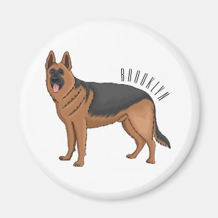 German shepherd dog cartoon illustration magnet