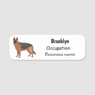 German shepherd dog cartoon illustration name tag