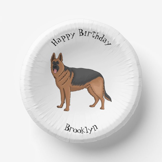 German shepherd dog cartoon illustration  paper plate (Front)