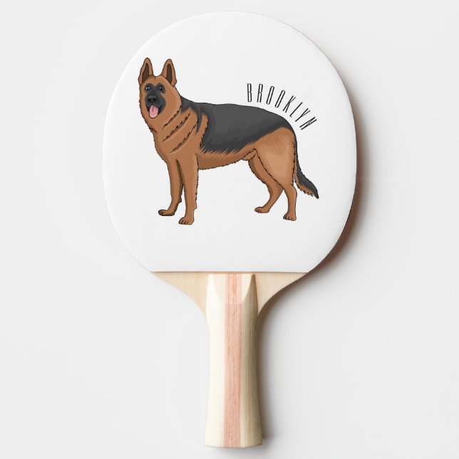 German shepherd dog cartoon illustration  ping pong paddle (Front)