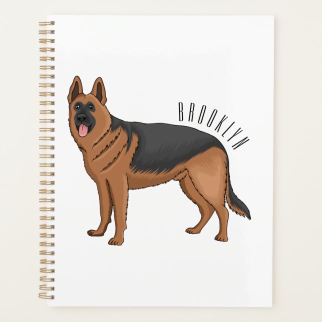 German shepherd dog cartoon illustration planner (Front)