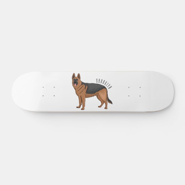German shepherd dog cartoon illustration  skateboard (Horz)