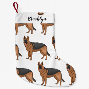 German shepherd dog cartoon illustration small christmas stocking