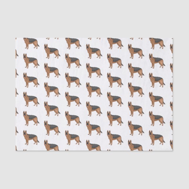 German shepherd dog cartoon illustration tissue paper (Front)