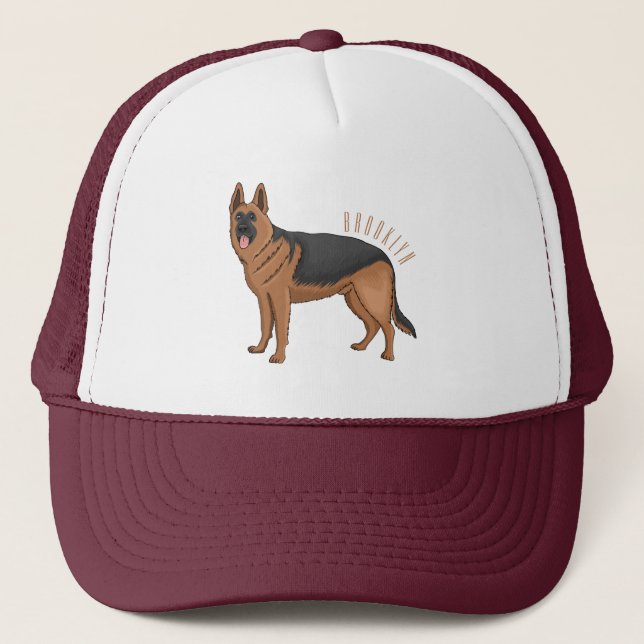 German shepherd dog cartoon illustration  trucker hat (Front)