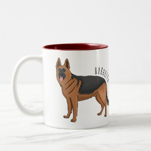 German shepherd dog cartoon illustration Two-Tone coffee mug