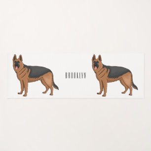 German shepherd dog cartoon illustration  yoga mat