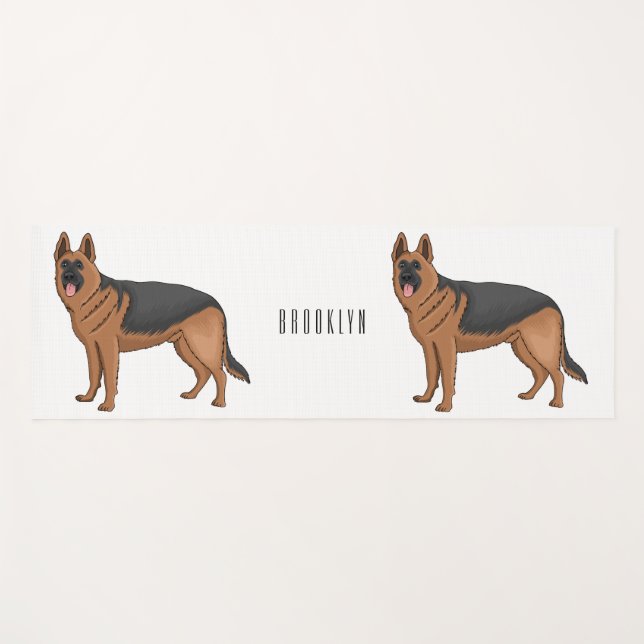 German shepherd dog cartoon illustration  yoga mat (Front (Horizontal))