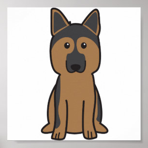 German Shepherd Dog Cartoon Poster