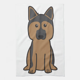 German Shepherd Dog Cartoon Tea Towel