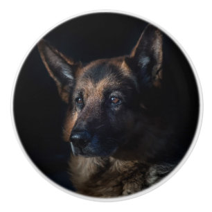 German shepherd dog ceramic knob