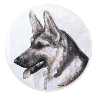 German Shepherd Dog Ceramic Knob