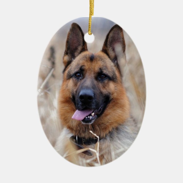 German Shepherd Dog Ceramic Tree Decoration (Front)