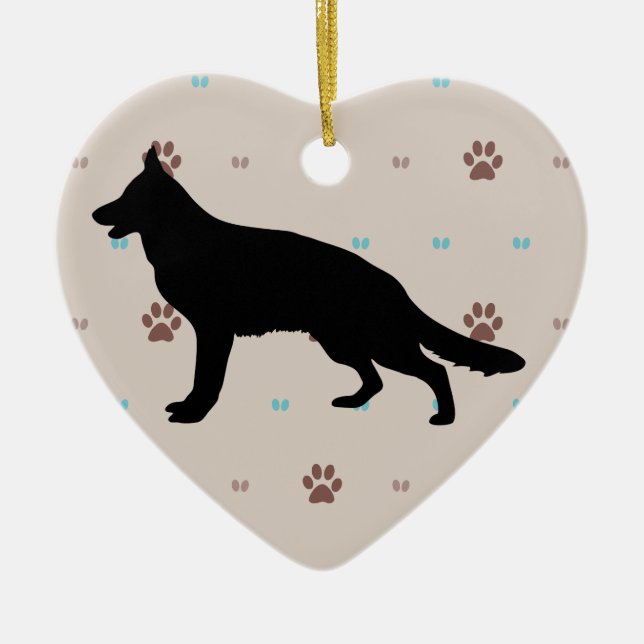German Shepherd Dog Ceramic Tree Decoration (Front)