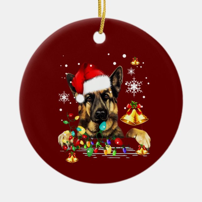 German Shepherd Dog Ceramic Tree Decoration (Front)