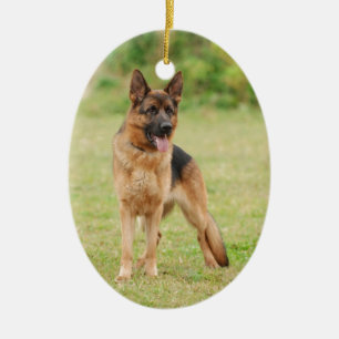 German shepherd dog ceramic tree decoration