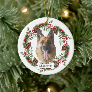 german shepherd dog ceramic tree decoration