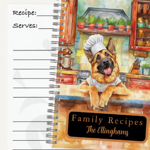 German Shepherd Dog Chef Spiral Recipe Book