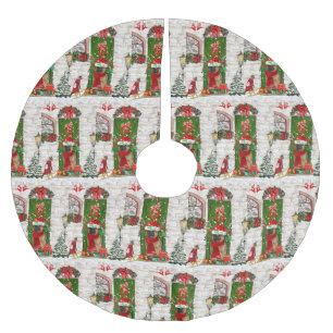 German Shepherd Dog Christmas Brushed Polyester Tree Skirt