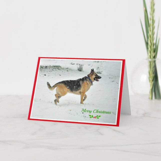German Shepherd dog Christmas Card (Front)