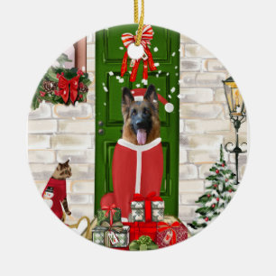 German Shepherd Dog Christmas   Ceramic Tree Decoration