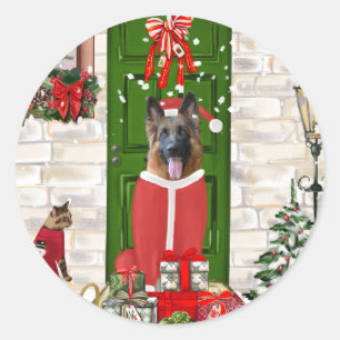 German Shepherd Dog Christmas   Classic Round Sticker