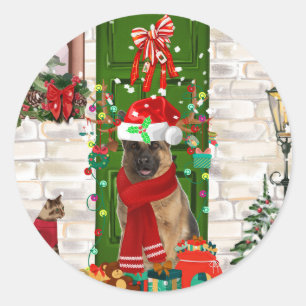 German Shepherd Dog Christmas  Classic Round Sticker