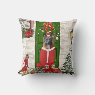 German Shepherd Dog Christmas  Cushion